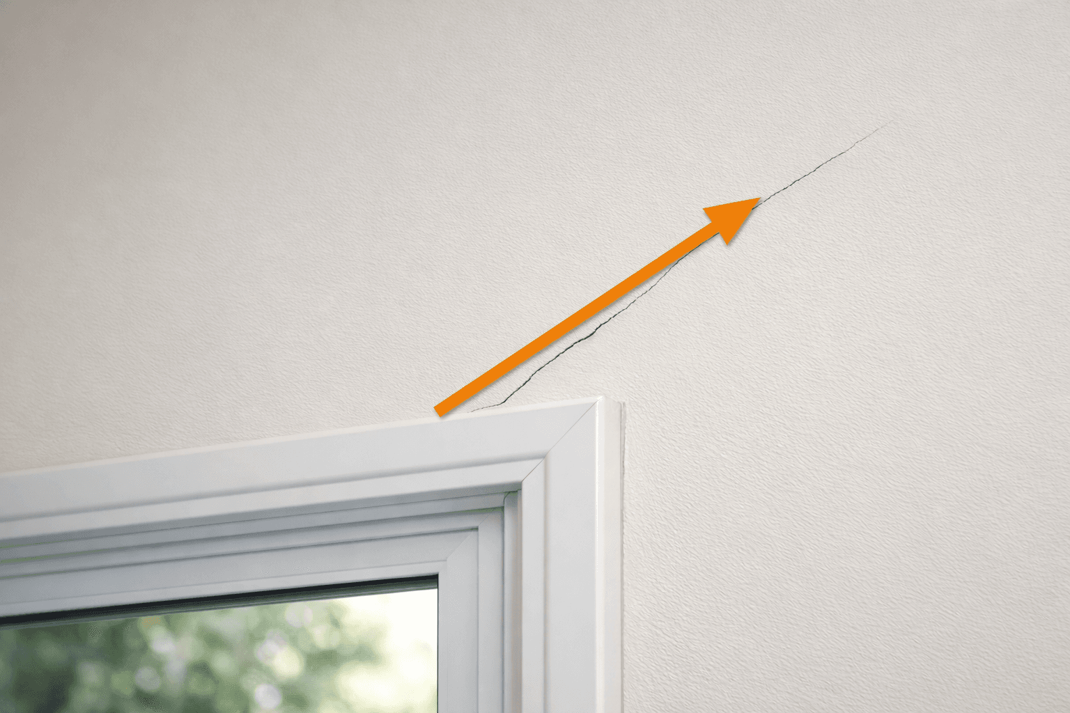 Crack above window frame identified during inspection