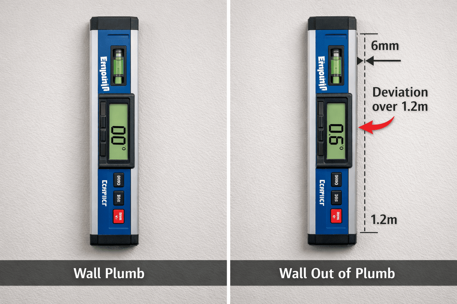 Out-of-plumb wall measurement using digital level